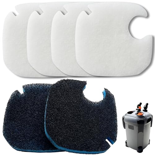Ersatz-Filtereinsätze für Kanister, kompatibel mit AMOSIJOY 172/225/265GPH Aquarium-Außenfilter, 4 weiße Zahnseide und 2 grobe Filterpads für Pondforse 172/225/265GPH Kanisterfilter (6 Stück) von TeurWone