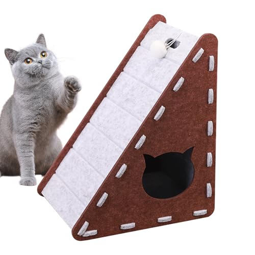 Katzenkratzen, Katzenkratzer,Dreiecks Filzkatze Kratzplatte - Halbverschlossene Klettermatte, Haustierversorgungen für Kätzchentraining, Schärfen von Klauen, Spielen von Tewzafiya