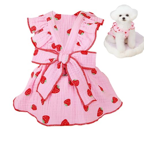 Tezklc Prinzessinnen-Geschirrkleid für Hunde, Katzengeschirr-Kleid | Süßes Hundegeschirrkleid mit Blumenmuster - Atmungsaktives Fliege-Kleid mit Kordelzug-Schnalle für kleine Hunde, Katzen, Mädchen, von Tezklc