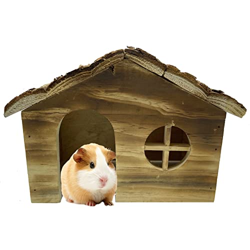 Hamster-Holzhaus, natürliches Kleintier-Versteck Hütte Käfig Nisthaus mit Fenster für Rennmäuse, Zuckergleiter, Igel, Meerschweinchen (Stil-B) von Tfwadmx