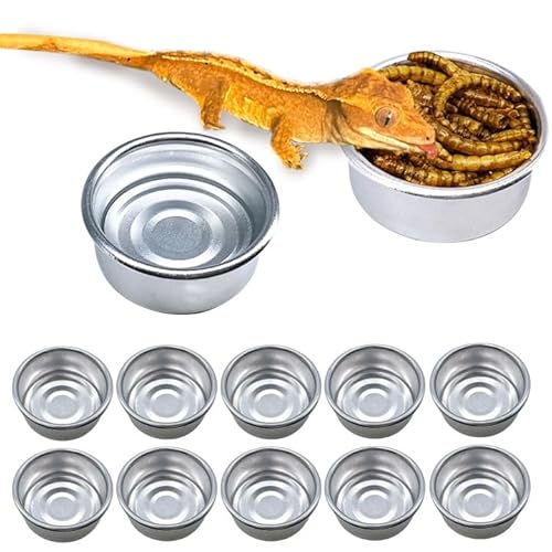 Tfwadmx 12 x Gecko-Futterbecher, 14,2 ml, Metall, Reptilien-Futterbecher, Gecko-Futterschale, Futterbrett-Zubehör für kleine Eidechsen, Vogelspinnen von Tfwadmx