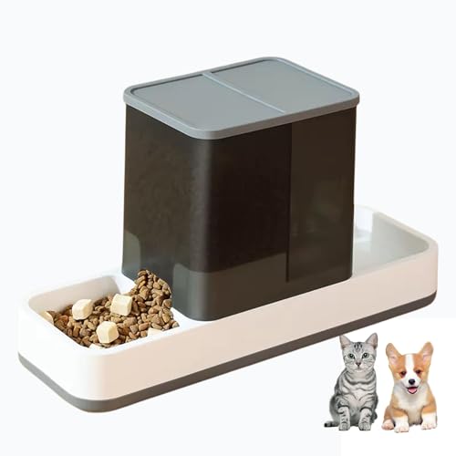 Tfwadmx Automatischer Futter- und Wasserspender für Katzen, Schwerkraft, 2-in-1, Tierfutterspender für Katzen, kleine Hunde, Grau von Tfwadmx