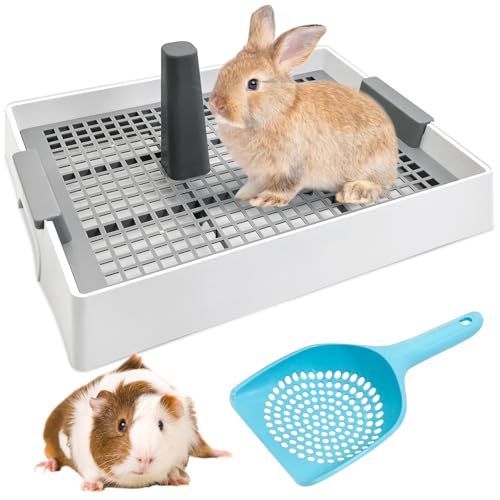 Tfwadmx Große Katzentoilette für Kaninchen, 40,6 x 30,5 cm, Kaninchentoilette, Meerschweinchen, Katzentoilette mit Rost, für Kaninchen, Hamster, Frettchen, Ratten, Meerschweinchen, Igel, Chinchillas von Tfwadmx
