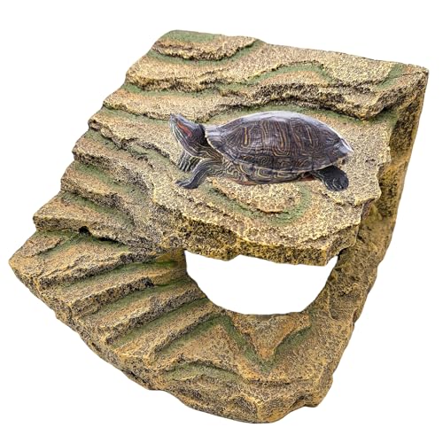 Tfwadmx Große Schildkröten-Sonnenplattform für Schildkröten, Kletterrampe, Aquarium, Zubehör für Reptilienversteck, Ruheterrasse für Bartagamen, Molche, Eidechse (L) von Tfwadmx