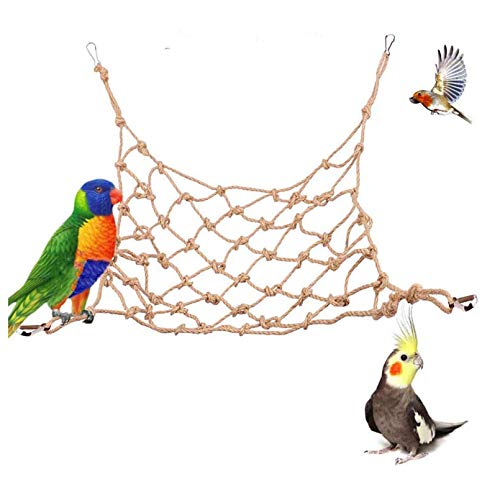 Tfwadmx Natürliches Vogelseil-Netz, große Größe, 61 x 61 cm, für Papageien, Schaukelhängematte, Kletterleiter, zum Aufhängen, Käfig, Sitzstange, Wellensittiche, Graupapageien von Tfwadmx