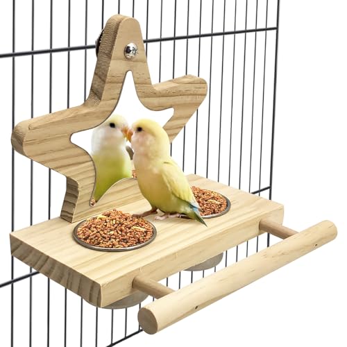 Tfwadmx Papageien-Futterbecher aus Holz mit Holzplattform, Edelstahl, Vogelnäpfe, Futter-Wasserschalen mit Vogelfutterhalter für Nymphensittiche, Sittiche, Sittiche, Aras, Lovebird Tfwadmx Papageien-Futterbecher aus Holz mit Holzplattform, Edelstahl, Vogelnäpfe, Futter-Wasserschalen mit Vogelfutterhalter für Nymphensittiche, Sittiche, Sittiche, Aras, Lovebird von Tfwadmx