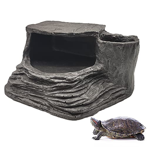 Tfwadmx Schildkröten Sonnenplattform Reptilien Habitat Höhle Amphibien Kletterrampe Dekorationen Harz Aquarium Ornament für Frösche Molts Schlangen Chamäleons Eidechse von Tfwadmx