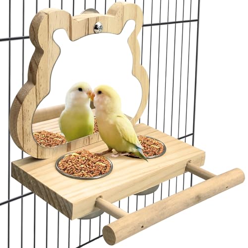 Tfwadmx Vogel-Papageien-Futterbecher aus Holz mit Holzplattform aus Edelstahl für Vögel, Futternäpfe mit Vogelfutterhalter für Nymphensittiche, Sittiche, Aras, Finken, Lovebirds Tfwadmx Vogel-Papageien-Futterbecher aus Holz mit Holzplattform aus Edelstahl für Vögel, Futternäpfe mit Vogelfutterhalter für Nymphensittiche, Sittiche, Aras, Finken, Lovebirds von Tfwadmx