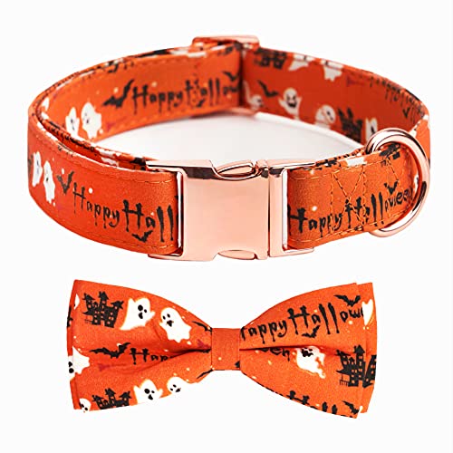 Thankspaw Halloween Hund Fliege Halsband mit Urlaub Kürbis Geist Muster Verstellbare bequeme Halsbänder für kleine Mediun große Hunde von Thankspaw