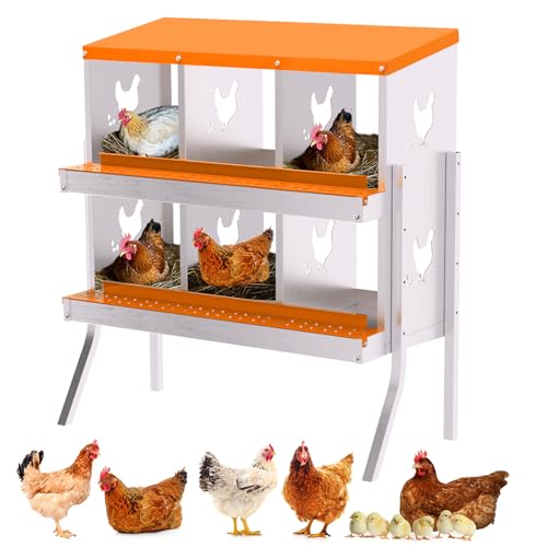 Horizont Legenest Für Hühner, 6 Abteile, Legkammer 81.5x43x 67.48Cm, Legenester Für Hühner Legenest, Meine Hennen Legenest Mit Eiablage,Lüftungsgitter, Geflügelnest Nest Hühnernest Aus Legierungsstahl von Thaookte