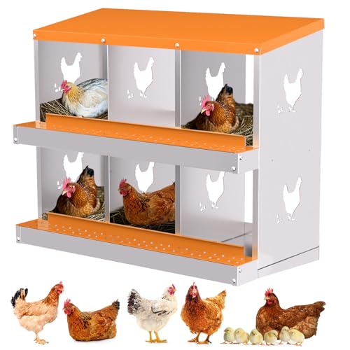 Horizont Legenest Für Hühner, 6 Abteile, Legkammer 81.5x43x 67.48Cm, Legenester Für Hühner Legenest, Meine Hennen Legenest Mit Eiablage,Lüftungsgitter, Geflügelnest Nest Hühnernest Aus Legierungsstahl von Thaookte