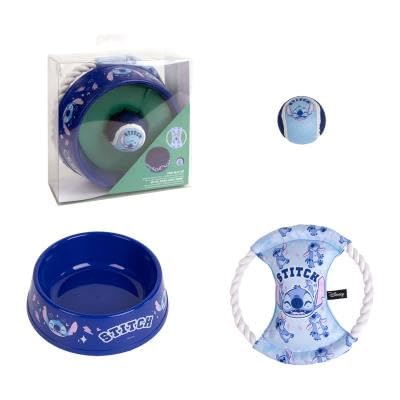 Offizielles Disney Stitch Hunde-Set | Inklusive Schüssel und Kauspielzeug | Geschenkset für Hunde | Blauer Futternapf | Geburtstagsspielzeug von That Mouse Fashion