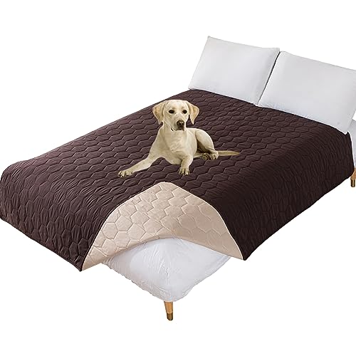 Thdsubb Bettdecke Für Hunde 100% wasserdichte Haustierdecken Hundedecke Matratzenschoner Für Haustier Tagesdecke (100x127cm,Wabe Kaffee) von Thdsubb