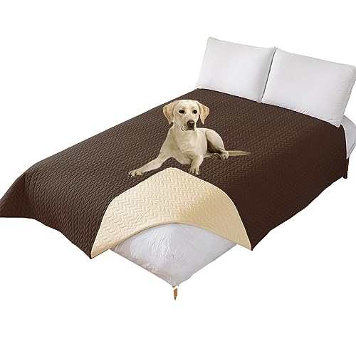 Thdsubb Bettdecke Für Hunde 100% wasserdichte Haustierdecken Hundedecke Matratzenschoner Für Haustier Tagesdecke (100x127cm,Weizenähre Kaffee) von Thdsubb