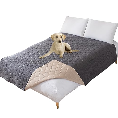 Thdsubb Bettdecke Für Hunde 100% wasserdichte Haustierdecken Hundedecke Matratzenschoner Für Haustier Tagesdecke (130x210cm,Wabe grau) von Thdsubb