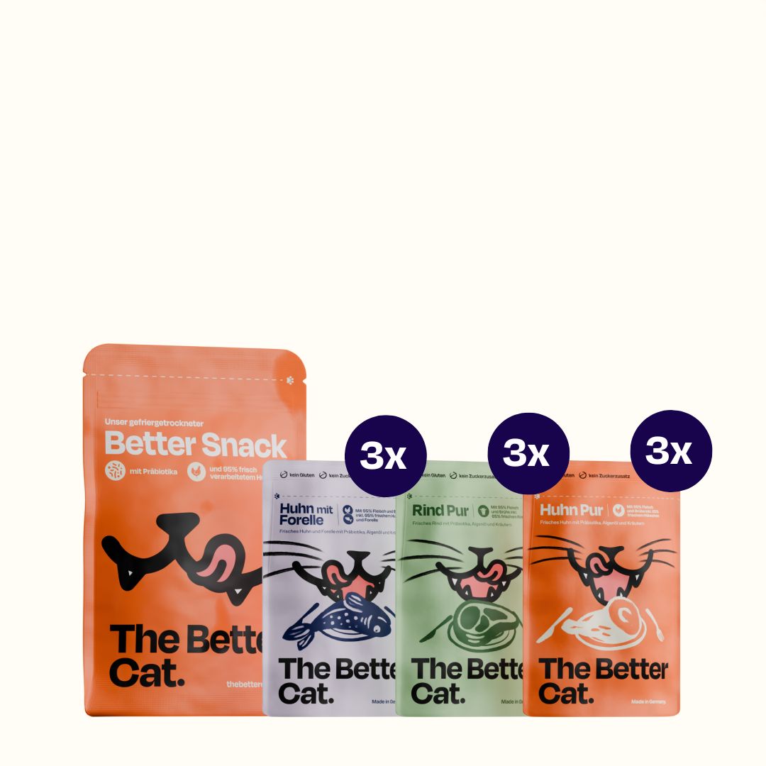 Nassfutter Pur Probier-Pack – Premium Alleinfutter für Katzen, Monoprotein, verschiedene Sorten, 6x85g von The Better Cat von The Better Cat