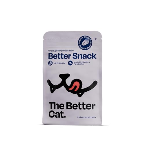 The Better Cat - Gefriergetrocknete Katzen Leckerlies 50g | 98% schmackhafte Forelle (Monoprotein) mit Präbiotika, ohne Getreide, ohne Zucker, ohne Füllstoffe | Premium Snack für Katzen (Forelle) von The Better Cat
