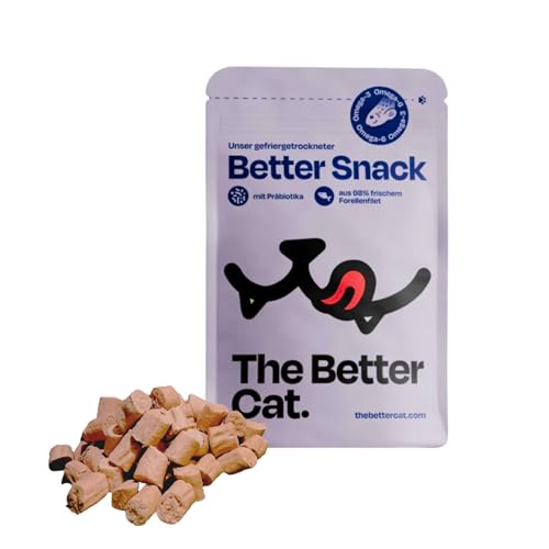 The Better Cat - Gefriergetrocknete Katzen Leckerlies 50g | 98% schmackhafte Forelle (Monoprotein) mit Präbiotika, ohne Getreide, ohne Zucker, ohne Füllstoffe | Premium Snack für Katzen (Forelle) von The Better Cat