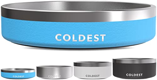 Coldest Hundenapf – Edelstahl, rutschfest, kein Auslaufen, rutschfest, aus Metall, isolierte Hundenäpfe, Katzen, Futternapf für Hunde, große, mittelgroße und kleine Rassen (600 ml, Himmelblau) von The Coldest Water