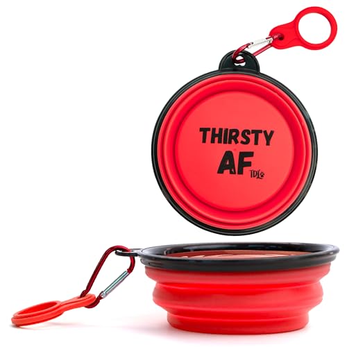 TDL Faltbarer Hundenapf, zusammenklappbare Hundewassernäpfe für Hunde & Katzen, tragbarer Hundefutter-Wassernapf mit Karabiner und Flaschenhalter, klein, 350 ml, Rot) von The Dog Lady (TDL)