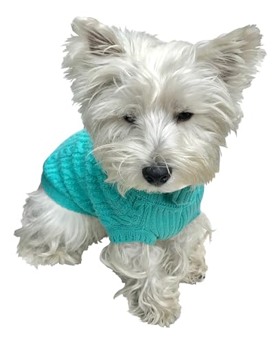 Scottish Cable Knit Sweater, Helltürkis, XXS von The Dog Squad