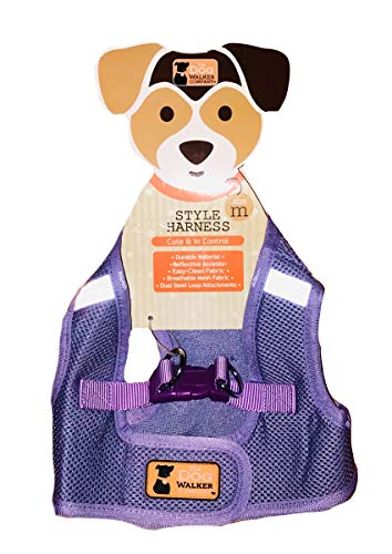The Dog Walker Company Reflektor Accent Harness | Medium 6,8–9 kg (helles Lavendel mit rosa Schnalle) von The Dog Walker Company