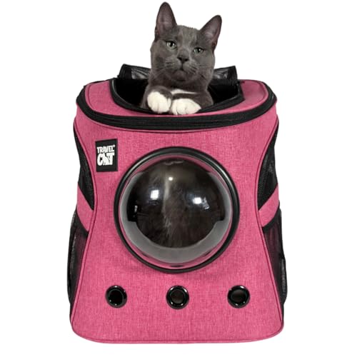 Fat Cat Rucksack Carrier – Von Fluggesellschaften zugelassene Katzentrage mit Raumkapsel Bubble für kleine Katzen, Kätzchen – Premium Deep Rose Pink Cat Carrier Rucksack für Outdoor, Reisen, Wandern, Fat Cat Rucksack Carrier – Von Fluggesellschaften zugelassene Katzentrage mit Raumkapsel Bubble für kleine Katzen, Kätzchen – Premium Deep Rose Pink Cat Carrier Rucksack für Outdoor, Reisen, Wandern, von The Fat Cat