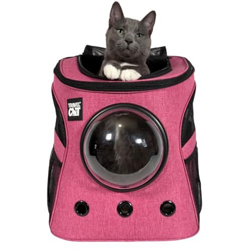 Fat Cat Rucksack Carrier - Premium Pet Carrier Airline Approved with Space Capsule Bubble for Small Medium Cats - Cat Backpack for Travel, Hiking, Pet Supplies and Cat Accessories, Deep Rose Pink von The Fat Cat