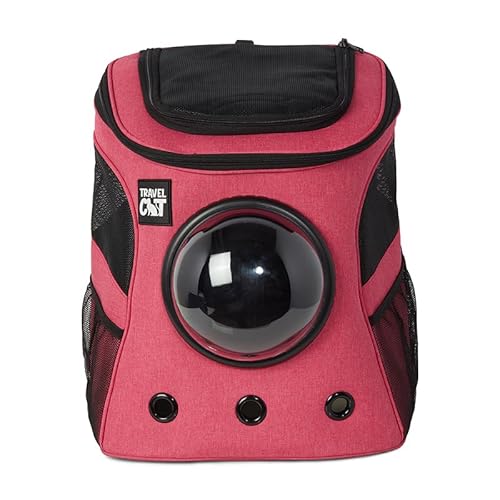 Fat Cat Rucksack Carrier - Premium Pet Carrier Airline Approved with Space Capsule Bubble for Small Medium Cats - Cat Backpack for Travel, Hiking, Pet Supplies and Cat Accessories, Deep Rose Pink von The Fat Cat