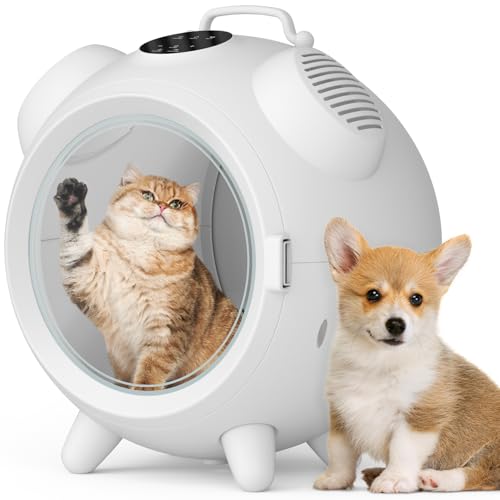 The Fellie 62L Pet Grooming Dryer Box, Automatic Pet Dryer Box for Dogs, Cats, Low Noise Hair Grooming Dry Box with Temperature and Timer Control, 360 Drying Cozy for Pets with UV light sterilizer von The Fellie