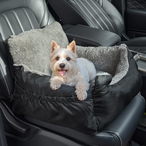 The Fellie Hundeautositz, bequemer Haustierautositz mit Aufbewahrungstasche, wasserdichtes Hunde-Reisebett mit rutschfester Unterseite, weiches Fahrzeug-Haustierbett für kleine Hunde, 55 x 50 x 35 cm von The Fellie