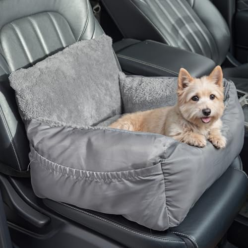 The Fellie Hundeautositz für kleine Hunde, wasserdichter Haustierautositz mit Sicherheitsleine, bequemes Haustier-Reisebett mit Aufbewahrungstasche und rutschfester Unterseite, Sicherheits-Hundebett von The Fellie