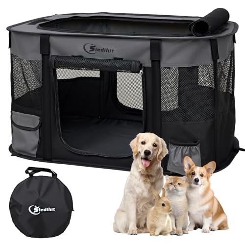 The Fellie Hundegehege, tragbarer, großer Welpenlaufstall, wasserdichter Oxford-Kätzchenlaufstall, Reise-Haustier-Welpenkäfig für Haustiere, faltbares Katzenzelt für Hundetragetasche, Grau, 112 x 86 x The Fellie Hundegehege, tragbarer, großer Welpenlaufstall, wasserdichter Oxford-Kätzchenlaufstall, Reise-Haustier-Welpenkäfig für Haustiere, faltbares Katzenzelt für Hundetragetasche, Grau, 112 x 86 x von The Fellie