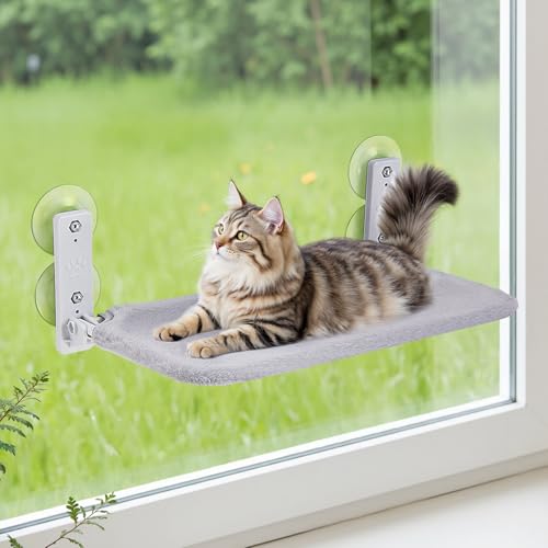 The Fellie Katzen-Fensterbett, faltbare Katzenfensterhängematte, 52 x 30 cm, stabile Katzenbett-Sitzstange, Katzen-Hängematte mit starken Saugnäpfen, Grau The Fellie Katzen-Fensterbett, faltbare Katzenfensterhängematte, 52 x 30 cm, stabile Katzenbett-Sitzstange, Katzen-Hängematte mit starken Saugnäpfen, Grau von The Fellie