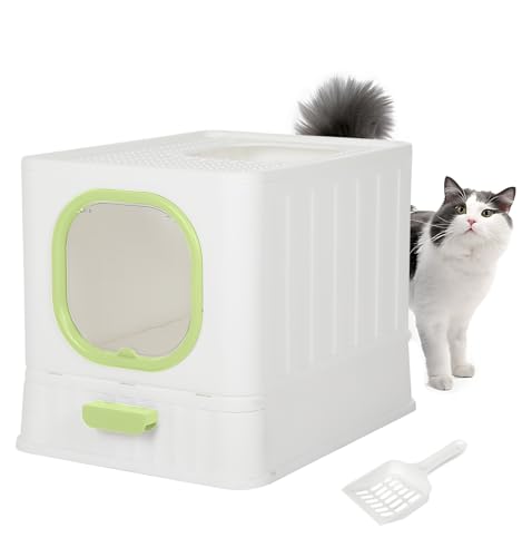 Fellie Katzentoilette - Faltbare Katzentoilette mit Deckel und Schubladenpfanne, Geruchskontrolle, leicht zu reinigen, Grün Fellie Katzentoilette - Faltbare Katzentoilette mit Deckel und Schubladenpfanne, Geruchskontrolle, leicht zu reinigen, Grün von The Fellie