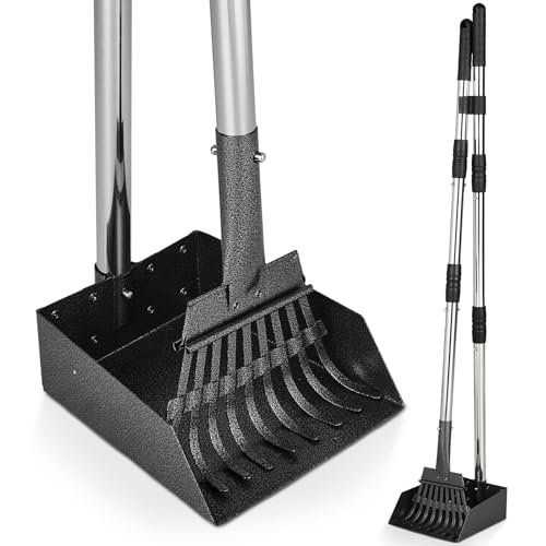 The Fellie Kotschaufel, langer Griff, Hundekotschaufel, langlebige Edelstahl-Kotschaufel und Rechen, tragbare 2er-Packung Haustierkotschaufel für mittelgroße / kleine Hunde, Verwendung für Hof, Gras von The Fellie