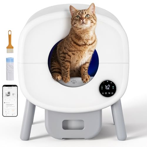 The Fellie Selbstreinigende Katzentoilette, extra große Katzentoilette für mehrere Katzen, App-Steuerung und einfache Reinigung, automatischer intelligenter Roboter mit Geruchskontrolle, 4 von The Fellie