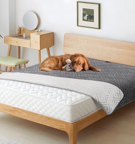 Fellie Wasserdichter Hundebettbezug, weiche, rutschfeste Haustierdecke, waschbar, für große Hunde und Katzen, kratzfest, für Sofa, Grau, 210 x 210 cm von The Fellie