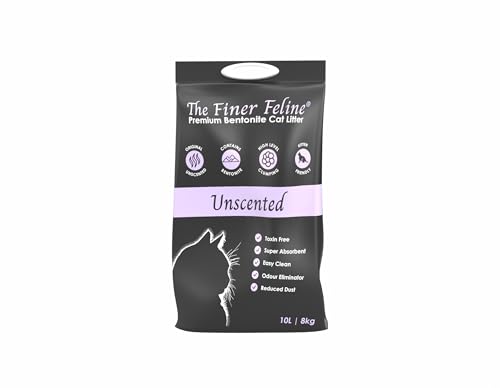 Bentonit Premium-Katzenstreu, geruchlos, lebenslang, ultra-saugfähig und geruchsbeseitigend, für Katzen und Kätzchen, weich zu den Pfoten, hygienischer Naturton für alle Rassen und Altersgruppen (10 von The Finer Feline