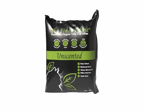 Premium veganes Tofu-Katzenstreu, geruchlos, ultra saugfähig und stark klumpend, Geruchskontrolle und staubfrei, sicher für Katzen und Kätzchen, leicht und spülbar, umweltfreundlich, nachhaltige Wahl von The Finer Feline