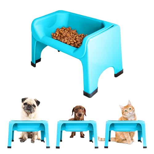 Erhöhter Hunde- und Katzennapf mit Silikonnapf für kleine und mittelgroße Haustiere –Blaugrün von Fluff Trough