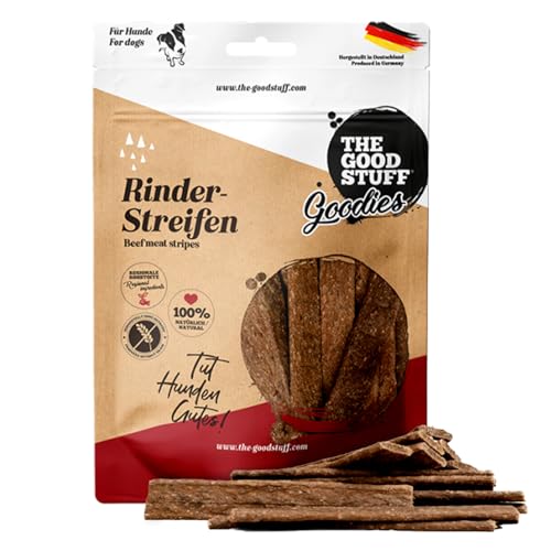 The GOODSTUFF Rinder-Streifen 150 g | Rindfleisch Hundeleckerlies getreidefrei & luftgetrocknet | Hundesnack in Streifenform | Trockenfleisch für Hunde | Kaustangen Hund | Super-Premium Hundefutter The GOODSTUFF Rinder-Streifen 150 g | Rindfleisch Hundeleckerlies getreidefrei & luftgetrocknet | Hundesnack in Streifenform | Trockenfleisch für Hunde | Kaustangen Hund | Super-Premium Hundefutter von The Good Stuff