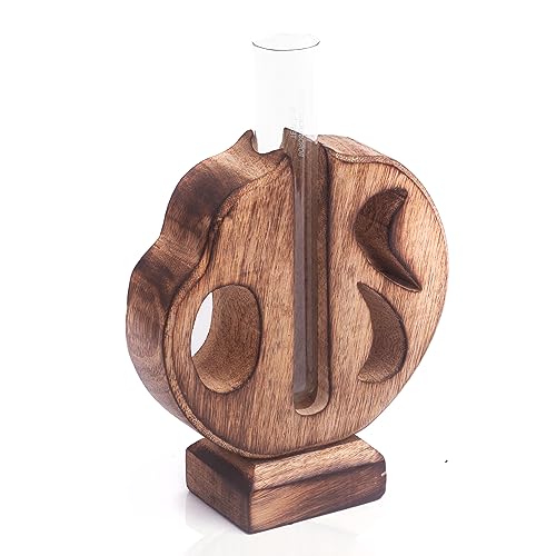 Pflanzenanzuchtstation aus Holz mit einzelnem Reagenzglas für den Innenbereich, Desktop-Terrarium für Hydrokultur, Wasserpflanzen, Schneiden, Blumenvase, Pflanzgefäß, Zuhause, Büro, Garten, Pflanzenanzuchtstation aus Holz mit einzelnem Reagenzglas für den Innenbereich, Desktop-Terrarium für Hydrokultur, Wasserpflanzen, Schneiden, Blumenvase, Pflanzgefäß, Zuhause, Büro, Garten, von The Great Indian Bazaar