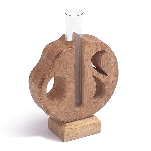 Pflanzenanzuchtstation aus Holz mit einzelnem Reagenzglas für den Innenbereich, Desktop-Terrarium für Hydrokultur, Wasserpflanzen, Schneiden, Blumenvase, Pflanzgefäß, Zuhause, Büro, Garten, von The Great Indian Bazaar
