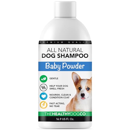 The Healthy Dog Co - Welpenshampoo - Hundeshampoo Welpen - Hundeshampoo sensitiv - Hundeshampoo gegen Geruch mit duft nach Babypuder - Welpen Shampoo - 500ml von The Healthy Dog Co