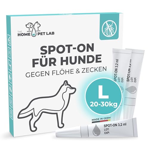 The Home Pet Lab Spot On Zecken- und Floh Schutz für Hunde (L: 20-30 kg), Effektiver Zeckenschutz für den Hund, 3 Monate Langzeitwirkung gegen Zecken von The Home Pet Lab