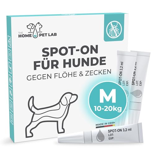 The Home Pet Lab Spot On Zecken- und Floh Schutz für Hunde (M: 10-20 kg), Effektiver Zeckenschutz für den Hund, 3 Monate Langzeitwirkung gegen Zecken von The Home Pet Lab