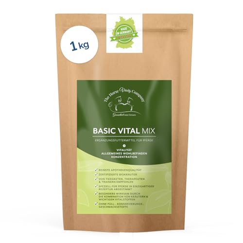The Horse Vitality Company Basic Vital Mix | Ergänzungsfuttermittel für Pferde mit Kräutern & Magnesium | Für Vitalität, Wohlbefinden, Konzentration & Verdauung | 100& Natürlich | Made in Germany von The Horse Vitality Company Gesundheit zum Fressen