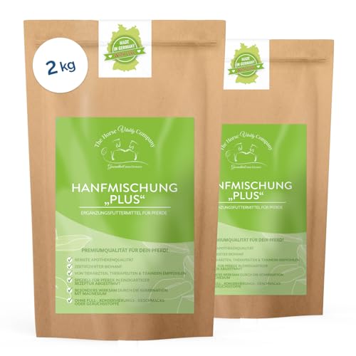 The Horse Vitality Company Hanfmischung Plus 2 kg Pulver | Ergänzungsfuttermittel für Pferde mit Hanf & Magnesiumcitrat| Muskelaufbau, Fell, Immunsystem & Nerven | 100% natürlich | Made in Germany von The Horse Vitality Company Gesundheit zum Fressen