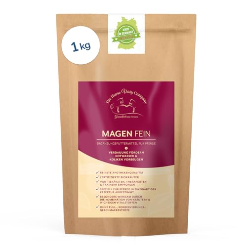The Horse Vitality Company Magenfein 1 kg Pulver | Ergänzungsfuttermittel für Pferde mit Kräutern & Vitalstoffen | Verdauuung, Koliken, Kotwasser | 100% natürlich | Made in Germany The Horse Vitality Company Magenfein 1 kg Pulver | Ergänzungsfuttermittel für Pferde mit Kräutern & Vitalstoffen | Verdauuung, Koliken, Kotwasser | 100% natürlich | Made in Germany von The Horse Vitality Company Gesundheit zum Fressen
